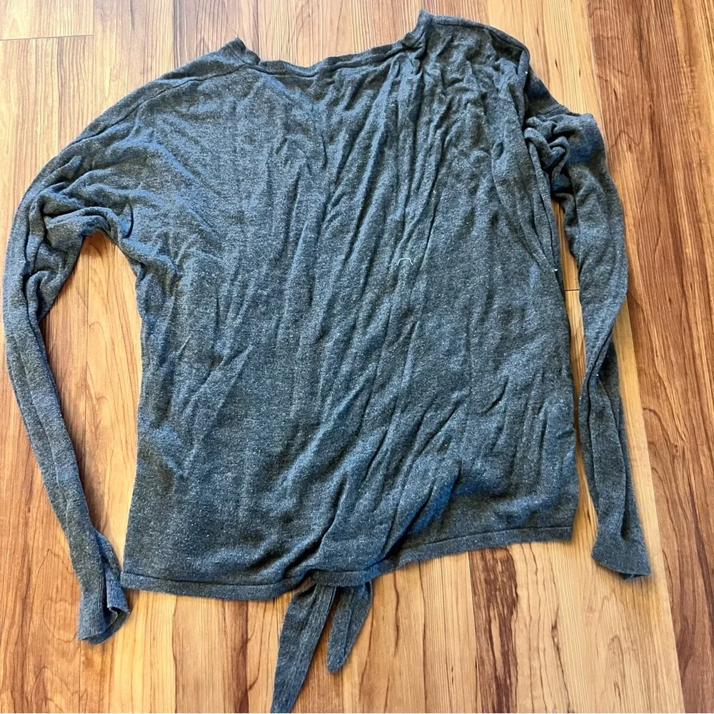 Madewell Modern Tie-Front Sweater Women’s L Charcoal Gray Lightweight Knit